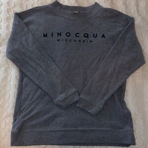 The softest Blue/Gray Minocqua Wisconsin women’s sweater